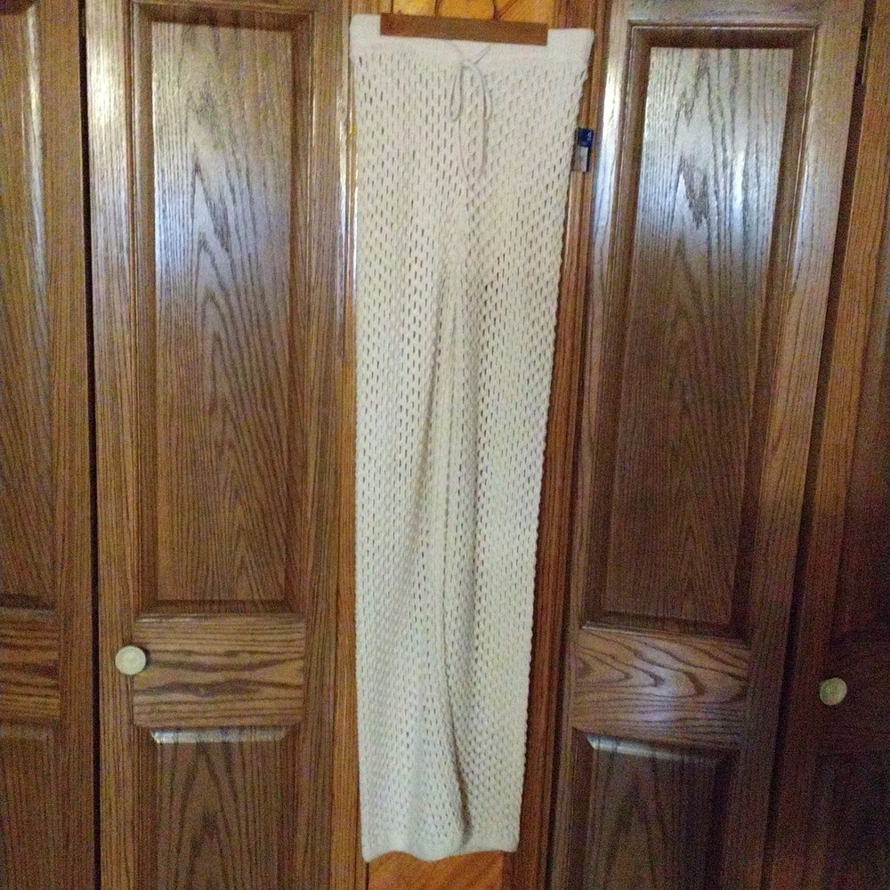 Womans knit boho chic flair crochet lounge pants
